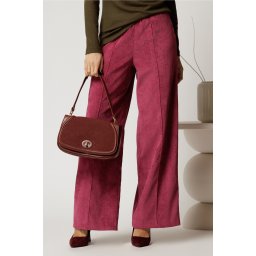 Pantalon DY Fashion lejer din velur magenta cu buzunare
