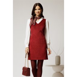 Sarafan DY Fashion din velur bordo cu decolteu in V