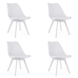 Set 4 scaune bucatarie/living, Artool, Mark, PP alb, picioare albe, 49x43x82 cm