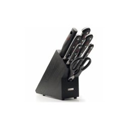 Wüsthof CLASSIC set 8 cuțite bucătărie, suport, frasin/negru