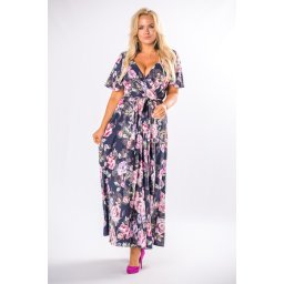 rochie maxi cu model, cu decolteu plic și o legătură în talie