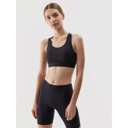 Women's Sports Bra with Low Support Made of 4F Recycled Materials - Black