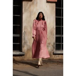 Trendyol X AI Dusty Rose Pleated Dress