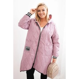 Kesi Włoski Plus Size women's quilted jacket with a hood and sporty cuffs dark pink