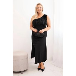 Kesi Włoski Plus Size women's evening dress one-shoulder black