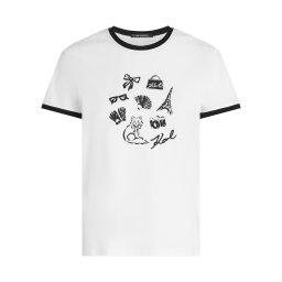 Karl Lagerfeld Tricou 'Charms' negru / alb