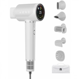 Uscător de păr cu motor fără perii AI AENO HD5 AHD0005W, 1500W, 2 viteze, 3 trepte, 67 dB, Control vocal, Alb