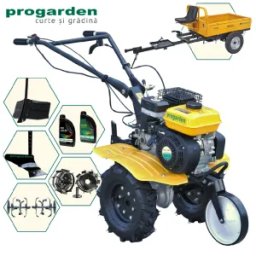 ProGARDEN Pachet Campo 703 Motocultor 7CP + Remorca RM500C + Plug simplu + Plug bilonat/rarita + 2 Roti metalice 350x6 + 2L Ulei