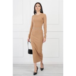 Compleu Anemona maro din tricot cu strasuri in talie