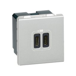 Priza USB tip C dubla 2M 15W Legrand Mosaic aluminiu 079390