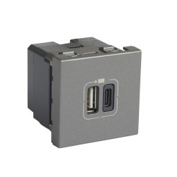 Priza USB tip A+C 2M 15W Legrand Mosaic aluminiu 079392