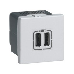 Priza USB tip A dubla 5V 2M Legrand Mosaic aluminiu 079394