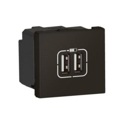 Priza USB tip A dubla 5V 2M Legrand Mosaic negru mat 079194L