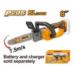 Mini drujba electrica ierastrau de mana cu lant 20V, 20cm, motor brushless, fara acumulator , INGCO CGSLI2085