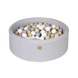 Piscina uscata cu 250 de bile (Alb, Gri, Bej) MeowBaby Safari 90x30 cm Gri deschis