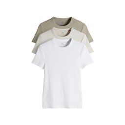 The Set Tricou crem / kaki / alb