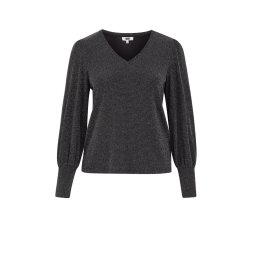 WE Fashion Bluză negru / argintiu