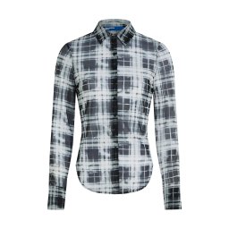 KARL LAGERFELD JEANS Bluză 'Check Mesh' negru / alb