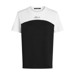 Karl Lagerfeld Tricou 'SIGNATURE MONOCHROME' negru / alb