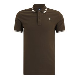 G-STAR Tricou 'Dunda' ciocolatiu / alb