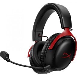 Casti Casti gaming wireless HYP77Z46AA, autonomie pana la 120 de ore, spuma cu memorie, microfon 10mm metal mesh si noise cancelling, PC/PS5/PS4/Switch, Rosu/Negru