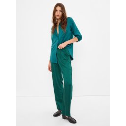 Pantaloni GAP din satin cu talie înaltă