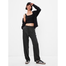 Pantaloni GAP din satin cu talie înaltă
