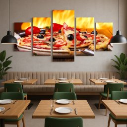 Multicanvas Set Pizza Prestige la Cuptor GMF19 (SET 5 TABLOURI CANVAS: 2x25x40cm/ 2x25x60cm/ 1x25x75cm)
