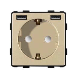 Modul priza simpla + USB-A + USB-A 2.1A