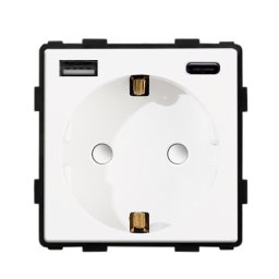 Modul priza simpla + USB-A + USB-C 3.1A