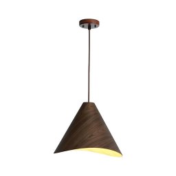 Lustră suspendată din lemn pe cablu 1xE27/60W/230V Ø 45 cm, lemn masiv/nuc/lemn de cauciuc (hevea)