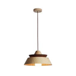 Lustră suspendată pe cablu din lemn masiv, 1xE27/60W/230V, Ø 33 cm, stejar/nuc/lemn de cauciuc