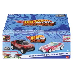 HOT WHEELS SET 2 MASINUTE METALICE PULL BACK GMC HUMMER EV SI ALPHA PURSUIT 1:43