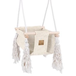 Leagan patrat pentru copii meowbaby square swing aesthetic ecru , confort, siguranta si design modern