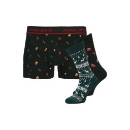 JACK & JONES Boxeri 'JACMISTLETOE' verde pin / roșu / negru / alb