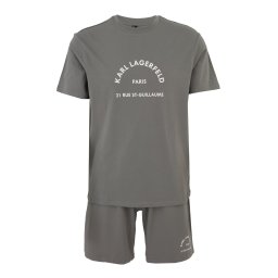 Karl Lagerfeld Pijama scurtă 'Rue St-Guillaume' gri închis / alb