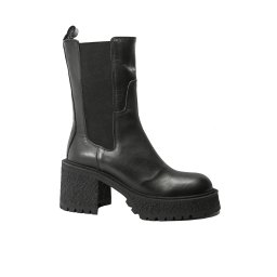 Ghete damă Anna Viotti model Chelsea cu platformă, negre, din piele naturală GOR8330-39 EU