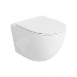 Set vas WC suspendat compact Spectrum Sierra Rimless, cu capac soft close, alb lucios
