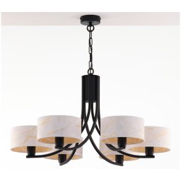 Jupiter 2105 - Candelabru suspendat pe lanț ARTHUR 6xE27/15W/230V alb/negru/decor marmură