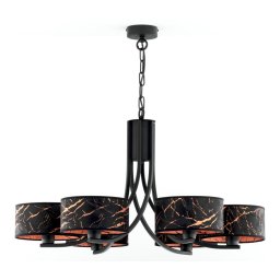 Jupiter 2108- Candelabru pe lanț ARTHUR 6xE27/15W/230V negru/portocaliu/decor marmură