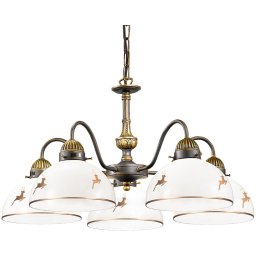 Kolarz 731.85.150 - Candelabru cu lanț NONNA, 5xE27/75W/230V, decor cu cerbi, aur roz