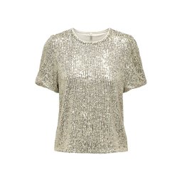 ONLY Top Onlana S/S Loose Sequins Jrs 15333850 14-0002 TCX pumice stone