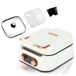 Gratar electric multifuncțional 7 in 1 Hot Pot Grill 1500W capac sticla design elegant LEE 804