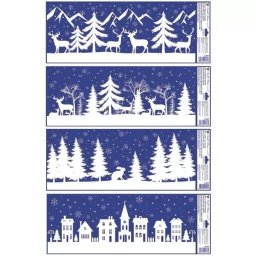 Autocolant de fereastră strălucitor cu peisaj de iarnă - 60 x 23 cm, diverse modele
