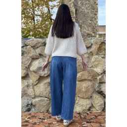 BLUGI WIDE LEG CU TALIE INALTA L Albastru