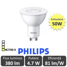 Bec LED Philips - Spot Led 3 x 4.7W GU10 alb-cald