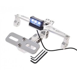 Suport numar + lampa, pentru moto atv, aluminiu, culoare argintiu, universal