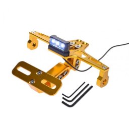 Suport numar si lampa moto atv, din aluminiu, culoare auriu, universal