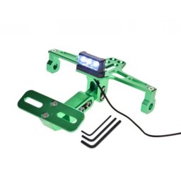 Suport numar cu lampa pentru moto atv, din aluminiu, culoare verde, universal