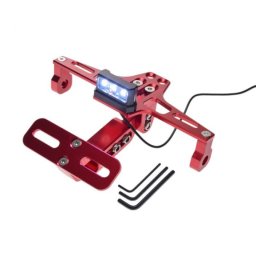 Suport numar cu lampa pentru moto atv, din aluminiu, culoare rosu, universal